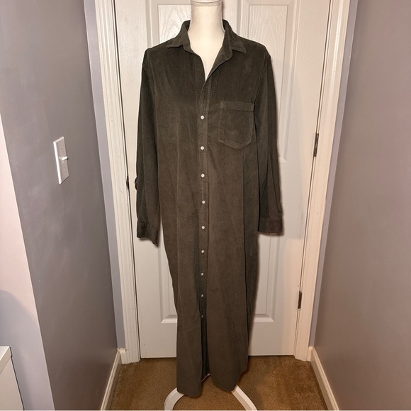 Frank & Eileen Corduroy Rory Maxi Shirt Dress - Forrest - Picture 7 of 15